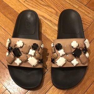 Loeffler Randal Bejeweled Slide Sandal